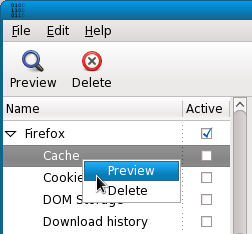 screenshot of new context menu on Fedora 13